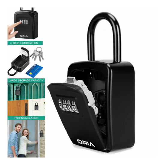 Padlock 4&Digit Combination Key Lock Box Safe Security Storage @ Case Organizer image {3}