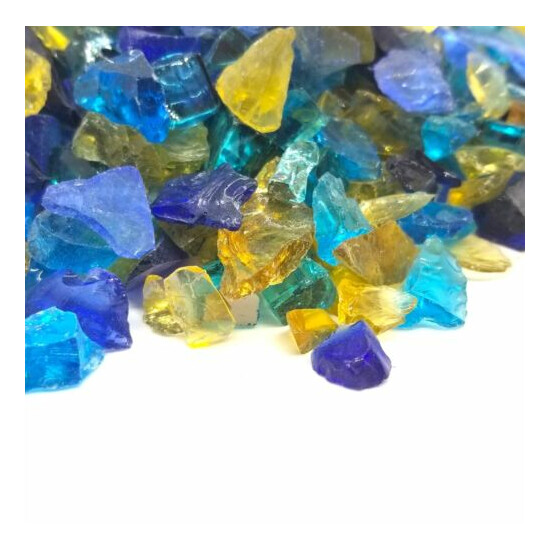 ROYAL BLUE GOLD - 1/2" - 3/4" Large Fireplace Fire Pit Fireglass Glass Crystals image {2}