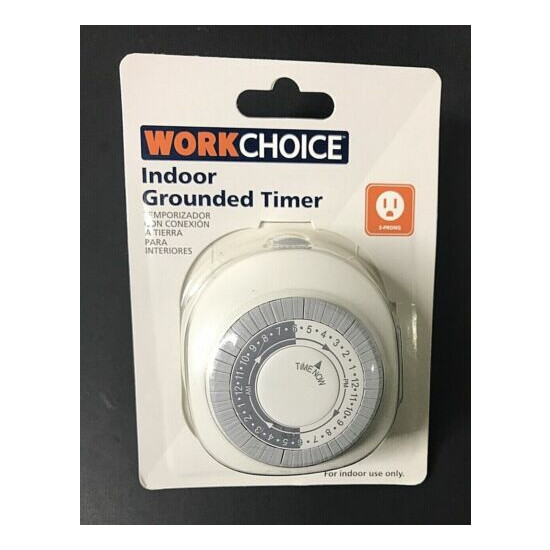 Work Choice Indoor Grounded Outlet Security Light Timer 3-Prong Programmable New image {1}