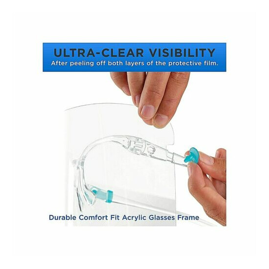 Safety Face Shields with Glasses Frames Ultra Clear Protective Mask Alternative image {5}
