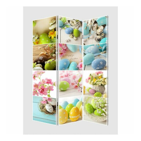HomeRoots Entry & Mudroom-3 Panel Reversible Easter Spring Art Room Divider S... image {2}