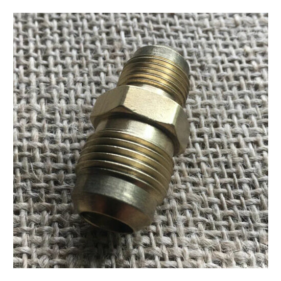 Brass FLARE Adapter, FOR TUBING O.D. 1/4" Male Flare x 3/8" Male Flare, 45 DEG. image {2}