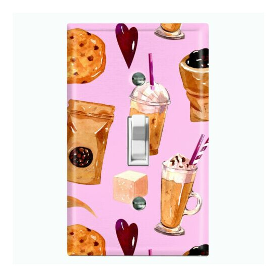 Metal Light Switch Cover Wall Plate For Kitchen Coffee Cookie Heart Shake COF116 image {3}