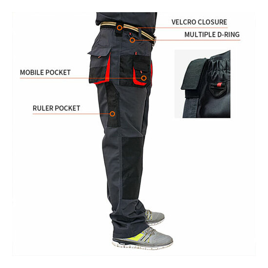 UK Mens Work Trousers Heavy Duty Pants KneePad Cargo Combat Style Multi Pockets. image {3}