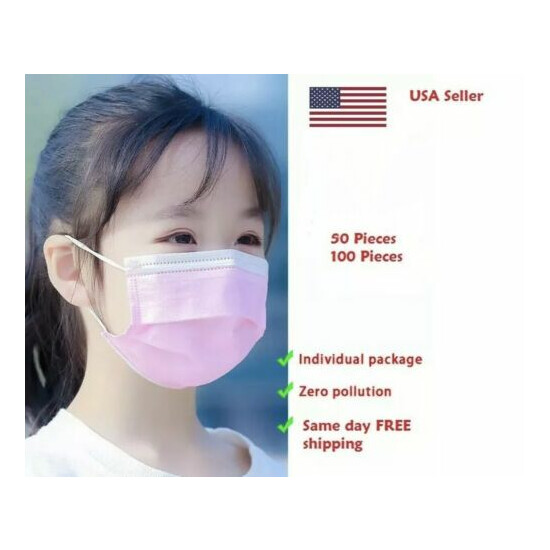 50/100 Pieces Sealed Kids Face/Mouth Masks with Shapeable Nose Strip image {1}