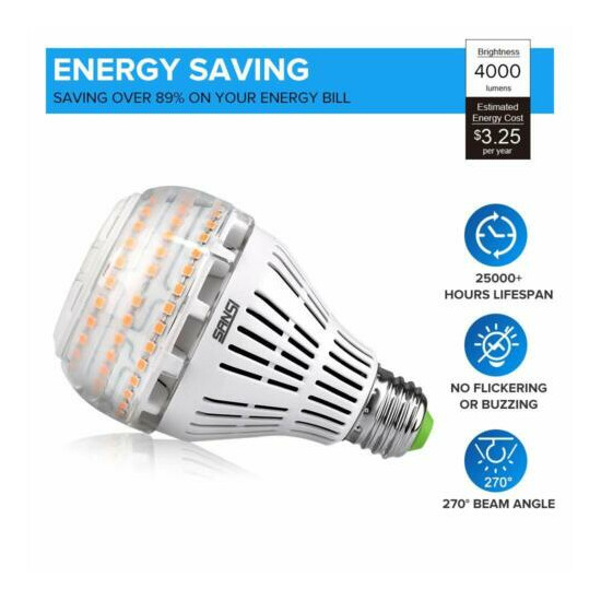 SANSI 250W Equivalent LED Light Bulb 27W 3000K E26 Home Lamp A21 Energy Saving Thumb {3}