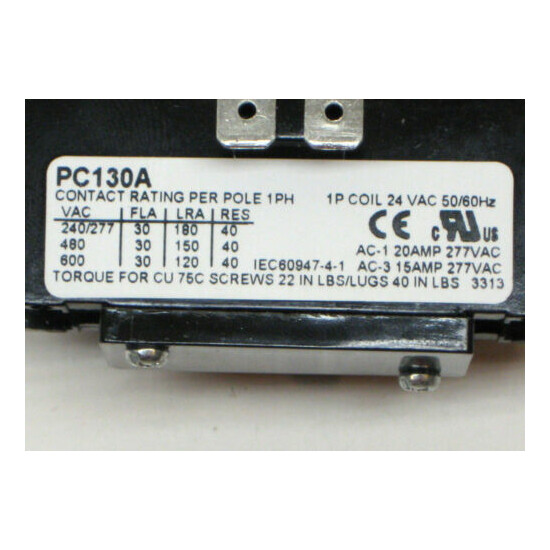 PC130A Single One 1 Pole 30 Amps 24 Volts A/C Contactor image {4}