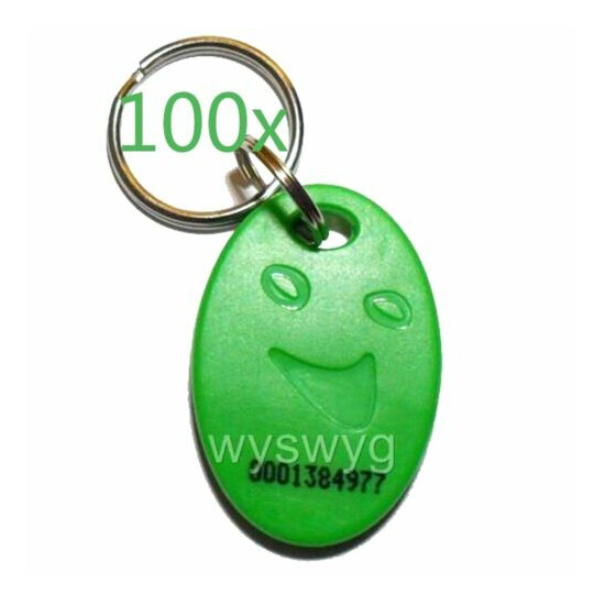 100pcs RFID Green color 125K EM Proximity Token Keyfobs a Part of Access control image {2}