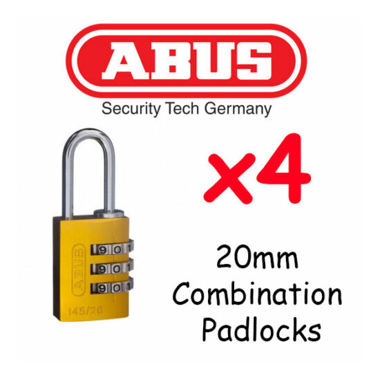  Combination Padlocks - Resettable ABUS 20mm x4 BULK LOT High quality - YELLOW image {1}