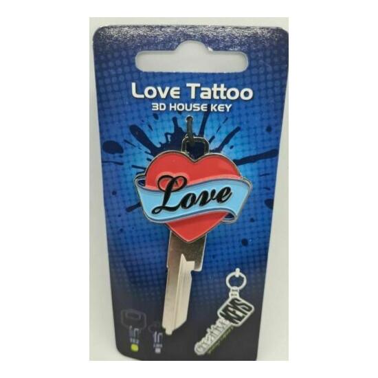Tattoo Love 3D Sculptured House Key Blank - TE2 Keyway - Tattoos - Keys - TE2 image {1}