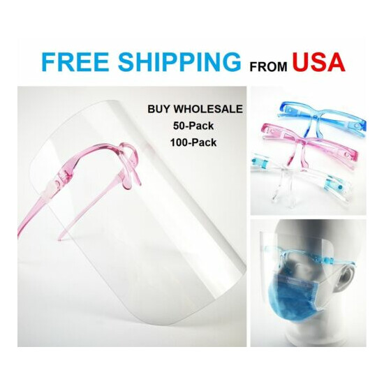 [25-50-100 PACK] Adult Anti-Fog Clear Safety Glasses Face Mask Shield Protection Thumb {1}