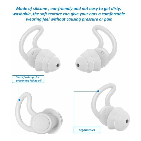 Rhino Horn Ear Plugs Reusable Soft Silicone Three Layers Design Sleeping Snoring Thumb {2}