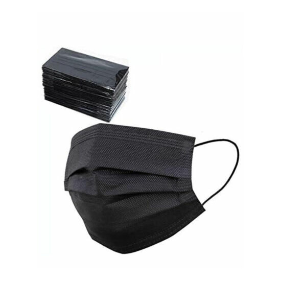 50 PCS BLACK Face Mask Mouth & Nose Protector Respirator Masks with Filter NEW image {2}