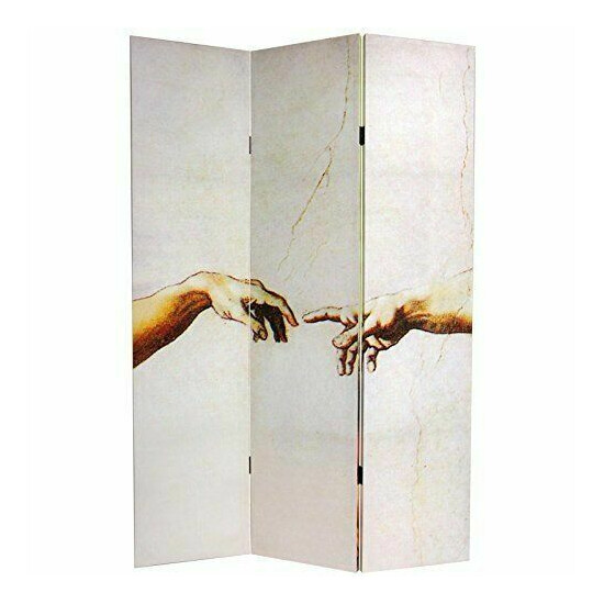 6' Double Sided Creation of Adam / Cherubs Canvas 3-Panel Room Divider $129 image {3}