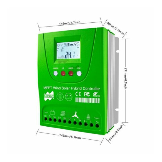 Hybrid Wind Solar Charge Controller 12V 24V 48V 2000W MPPT Battery Equalizer image {3}