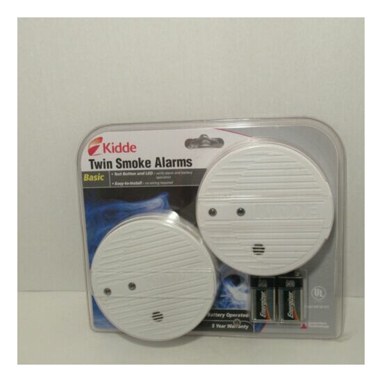 Kidde Twin Smoke Detector Alarms, Two, Battery Operated, RN:0915D-018,  image {1}