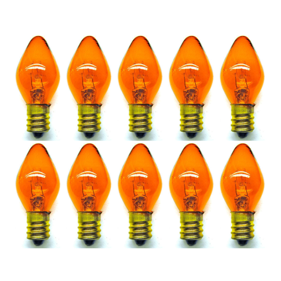 Box of 10 Bulbs 7C7/TA/120V 7 Watt 120 Volt Screw Base E12 Amber Nightlight Thumb {1}