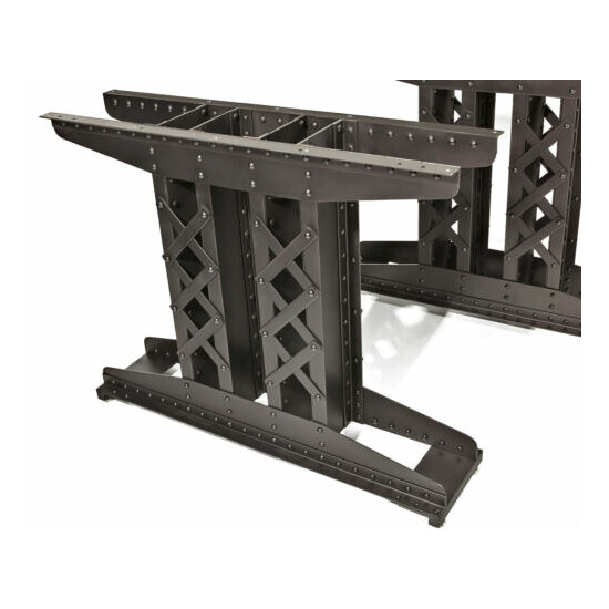 Set of Two Heavy Duty Riveted Railroad Trestle Table Legs image {2}