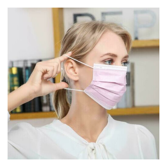 50 / 100 PCS Pink Face Mask Mouth & Nose Protector Respirator Masks USA Seller image {4}
