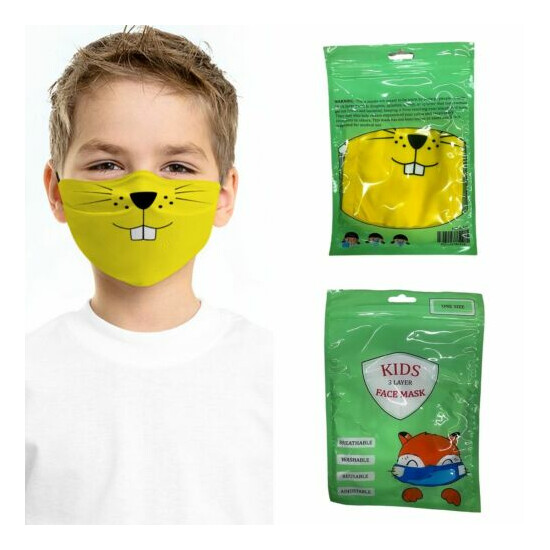 Kids Reusable Face Mask - Adjustable Face Mask, Washable, Breathable, Stretch image {3}