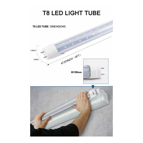 V-Shape 10-1000 PACK LED G13 4FT 4 Foot T8 Tube Light Bulbs 2-PINS 36W 6500K  Thumb {8}