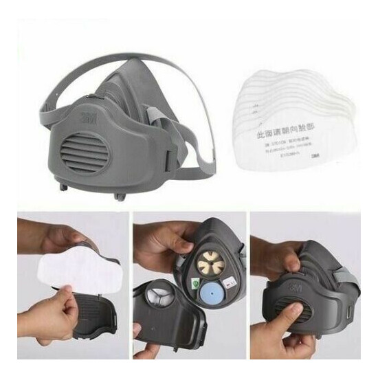 Safety Half Face Gas Mask Respirator Protect Painting Spray Facepiece + Filters image {2}