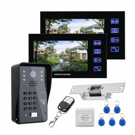 7" Lcd Monitors kit outdoor camera Electric Strike Lock+wireless remote control image {1}