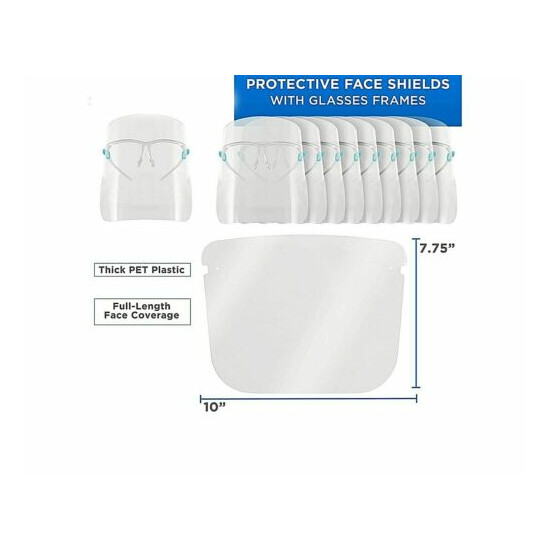 Safety Face Shields with Glasses Frames Ultra Clear Protective Mask Alternative image {2}