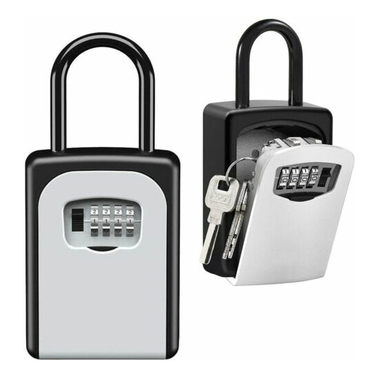 Key Lock Box Wall Mounted Portable Resettable Code House Key Safe Security Lock image {1}