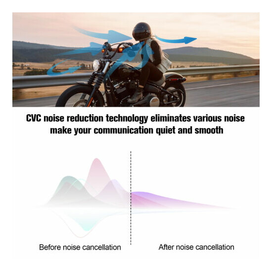 2x Motorcycle Intercom Bluetooth Helmet Headset, FODSPORTS V6S 1000m 6 Riders FM image {4}