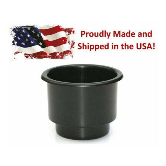 Black Recessed Drop in Plastic Cup Drink Holder Can Car Sofa Poker Table Boat RV image {1}