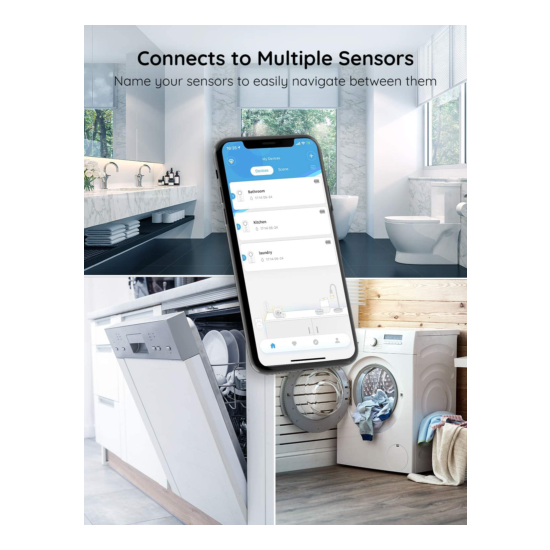3 sensores de agua WiFi alarma ajustable de 100 dB alerta de fugas y goteos App image {4}