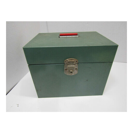 Old Metal Locking Box LOCK BOX SAFE PAPER FILE STORAGE  image {1}