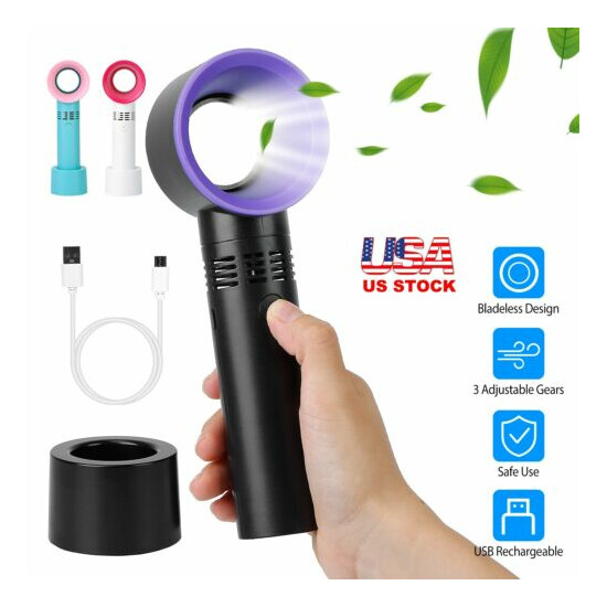 Mini Handheld No Leaf Bladeless Cooler Fan Portable USB Rechargeable Cooling Fan image {1}