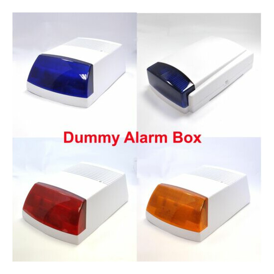 Dummy Alarm Box BLUE Orange RED Lens Flashing 2LED lights 2-3 years battery life image {1}