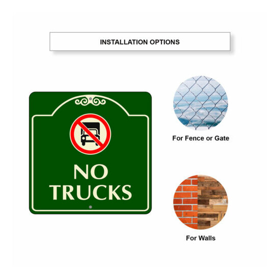 No Trucks Driveway Towing Private Drive Safety Aluminum Metal Sign 12"x12"  image {4}