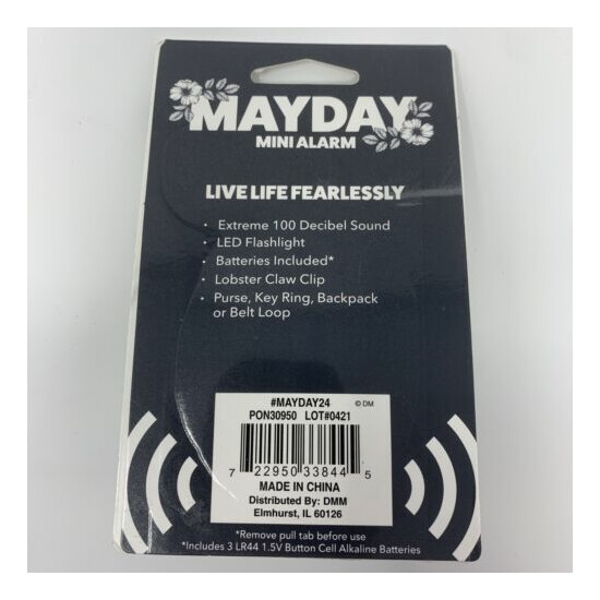 Mayday Mini Floral Gray Self Defense Keychain Personal Alarm Emergency Keyring image {2}