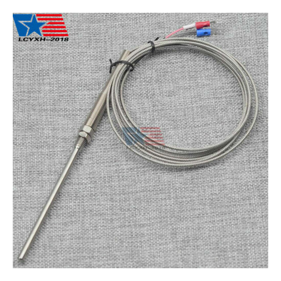 NEW K Type 5*100mm M8 Screw Thread probe thermocouple with 2m Cable USA image {3}