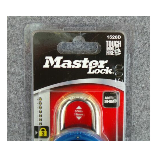 Master Lock 1-7/8" Blue Dial Combination Padlock Anti Shim Lock 1528D image {2}