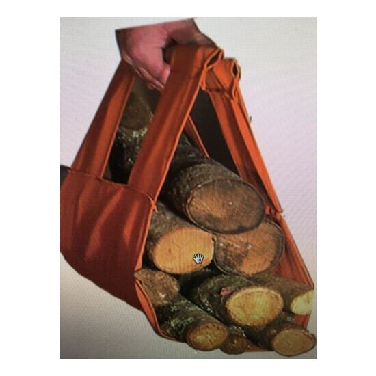 TEAL Log Tote Fireplace Holder Wood Firewood Canvas Carrier Caddy Carry Bag image {2}
