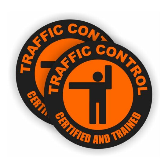 2x Traffic Control Hard Hat Stickers Helmet Decals Labels Flagger Safety Laborer image {1}
