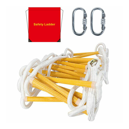 Portable13FT Balcony Fire Escape Ladder with Wide Steps carabiner 2 Story image {1}