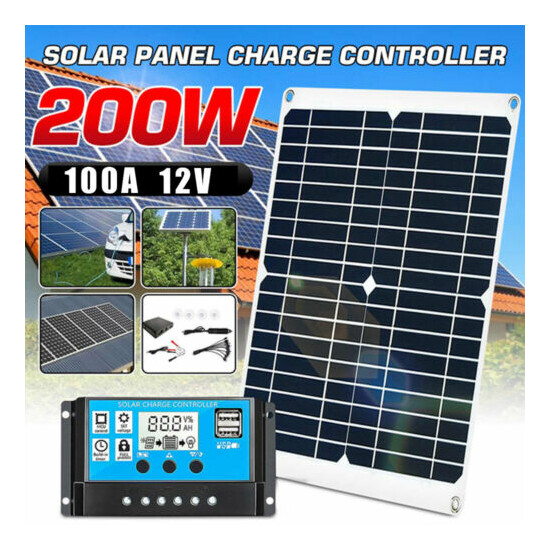 200W Solar Panel Controller Kit 12V 100A 6000W Car Van Power Inverter Converter image {2}