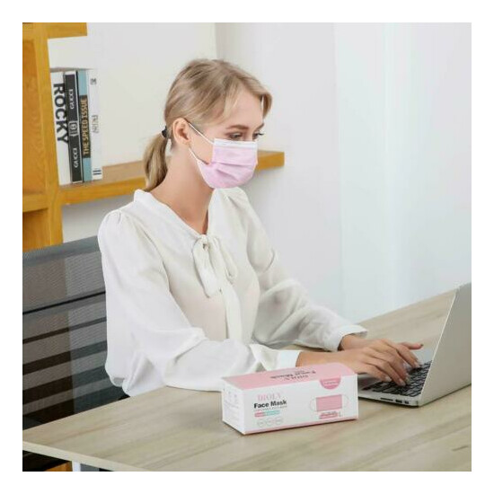 50 / 100 PCS Pink Face Mask Mouth & Nose Protector Respirator Masks USA Seller image {6}