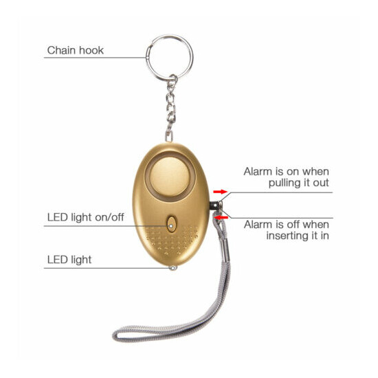 5 PCS Emergency Personal Alarm Keychain 140dB Safe Self-Defense with LED Light image {2}