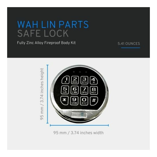 Chrome Keypad Safe Electronic Lock with Solenoid Master Key Safe Replacement Loc image {2}