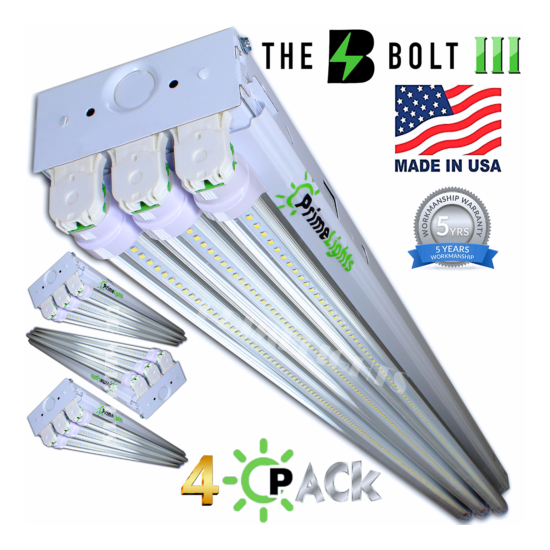 4 PACK LED SHOP LIGHT 4FT Utility Ceiling Light Fixture 5000K Daylight USA MADE! Thumb {1}