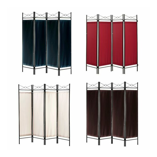 4, 6, 8 Panels Metal Room Divider Screen Black, White, Brown, Red Woven Insert image {1}