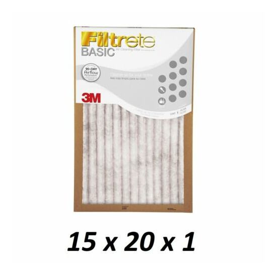 6-Pk (15 x 20 x 1) Filtrete-Basic 3M Air-Filter Replacement Pad Furnace Dust Lot image {2}