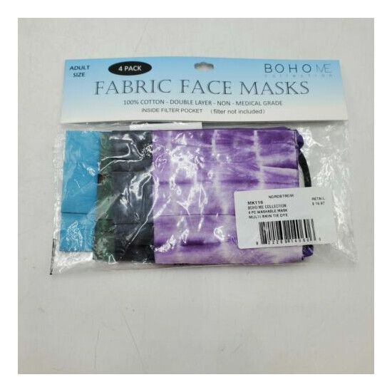 Boho Me Collection Adult Face Masks Multi Print and Tie Dye 4-PC Set (Lot of 2) image {5}